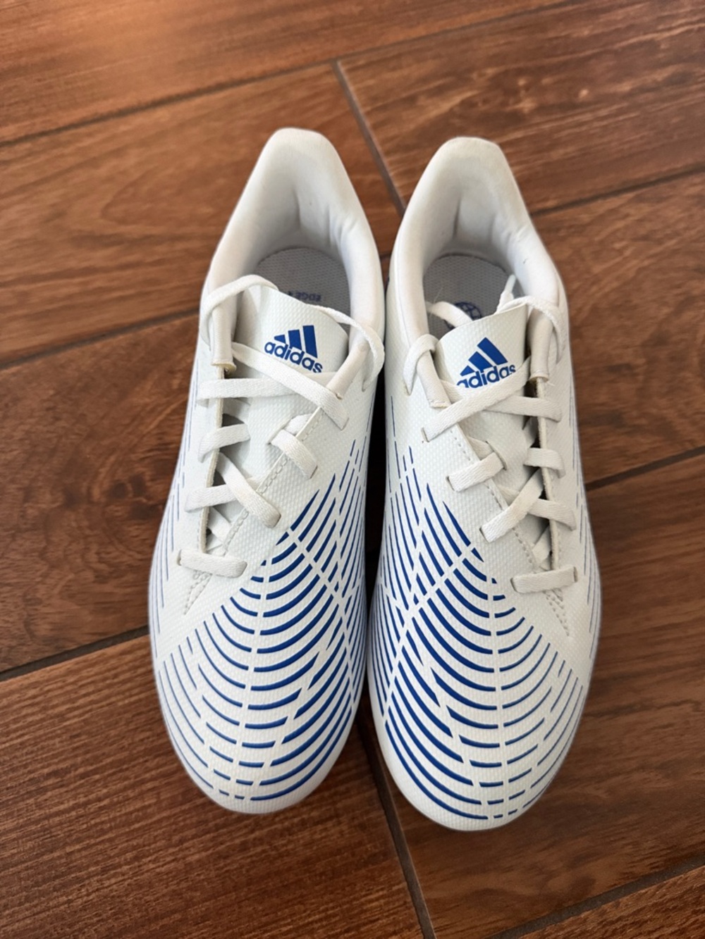 BRAND NEW! Adidas White Outdoor Predator Cleats with Blue Wave Graphics